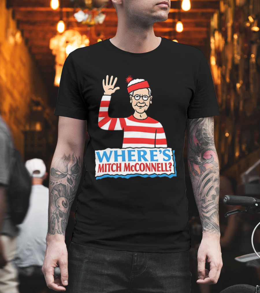 Where's Mitch McConnell Red White Stripes Waving T-Shirt