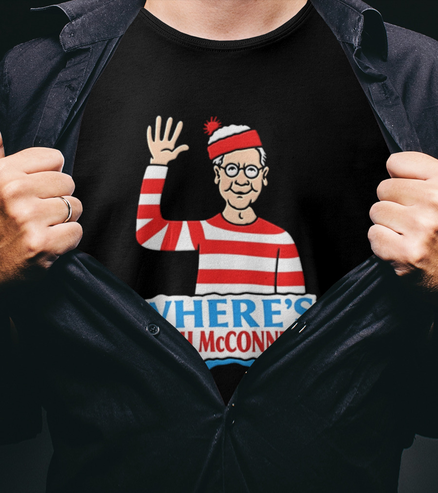 Where's Mitch McConnell Red White Stripes Waving T-Shirt