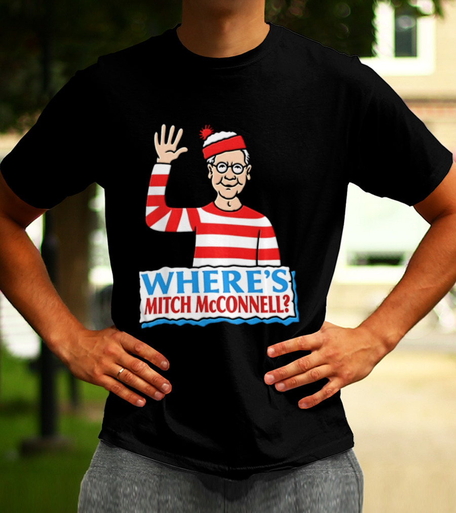Where's Mitch McConnell Red White Stripes Waving T-Shirt
