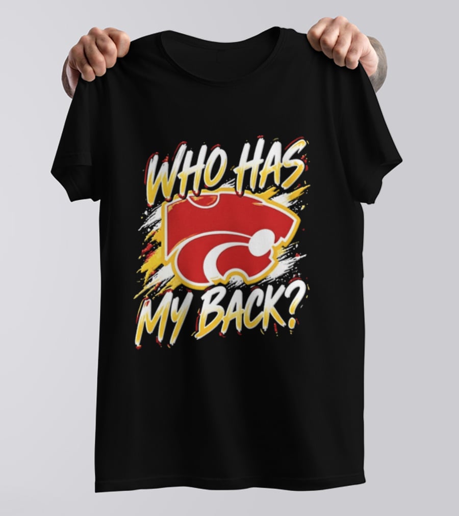 Wildcat Who Has My Back Bold Red And White Paw Print T-Shirt