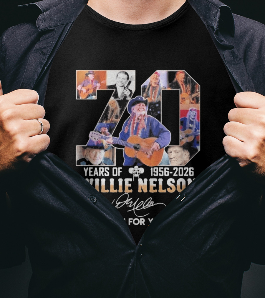70 Years Of Willie Nelson Music 1956 2026 Thank You For Your Music T-Shirt