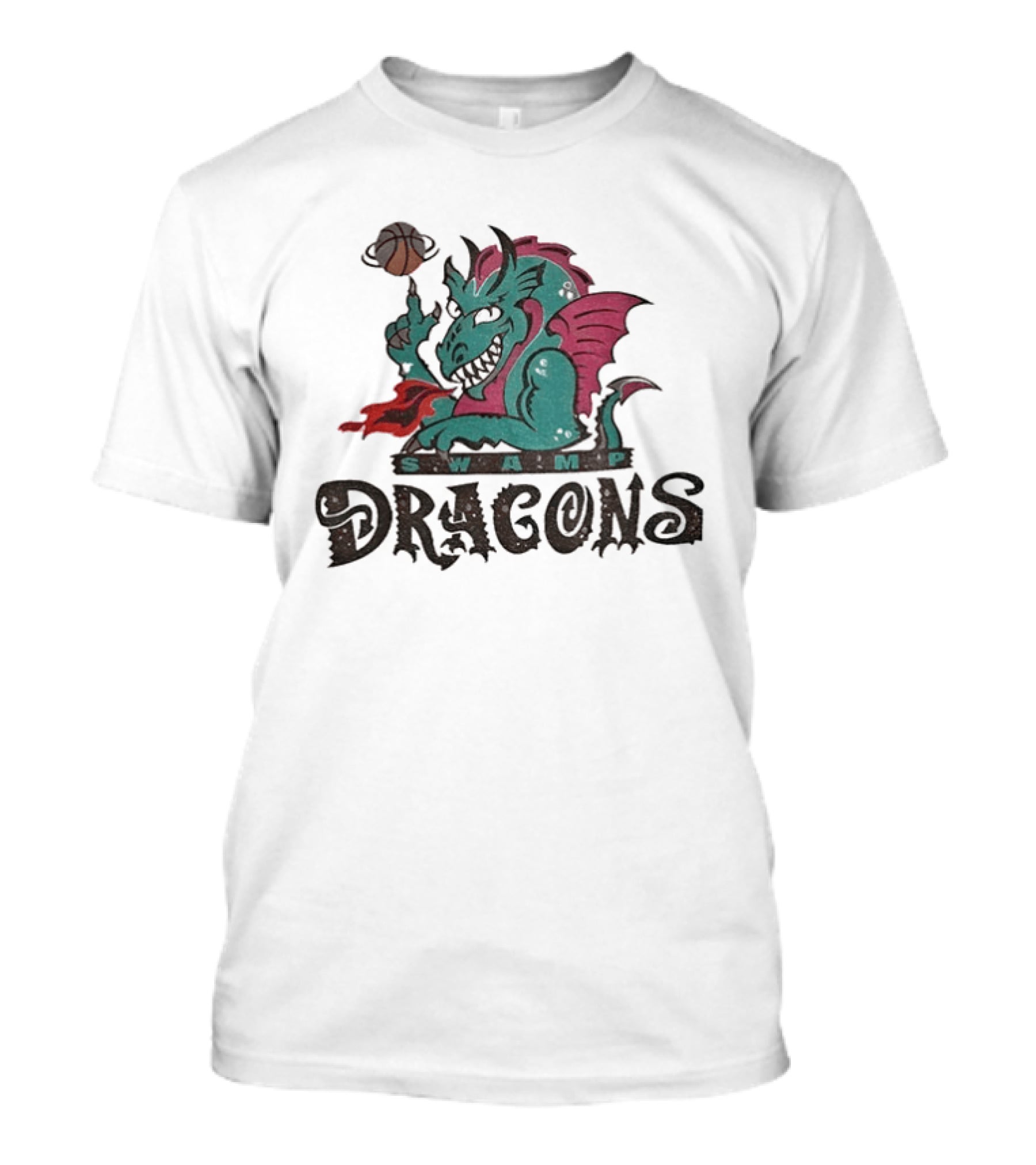 Swamp Dragons Basketball Fire Breathing Monster T-Shirt