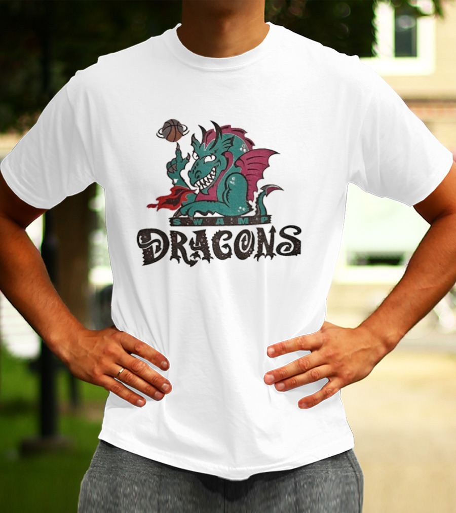 Swamp Dragons Basketball Fire Breathing Monster T-Shirt