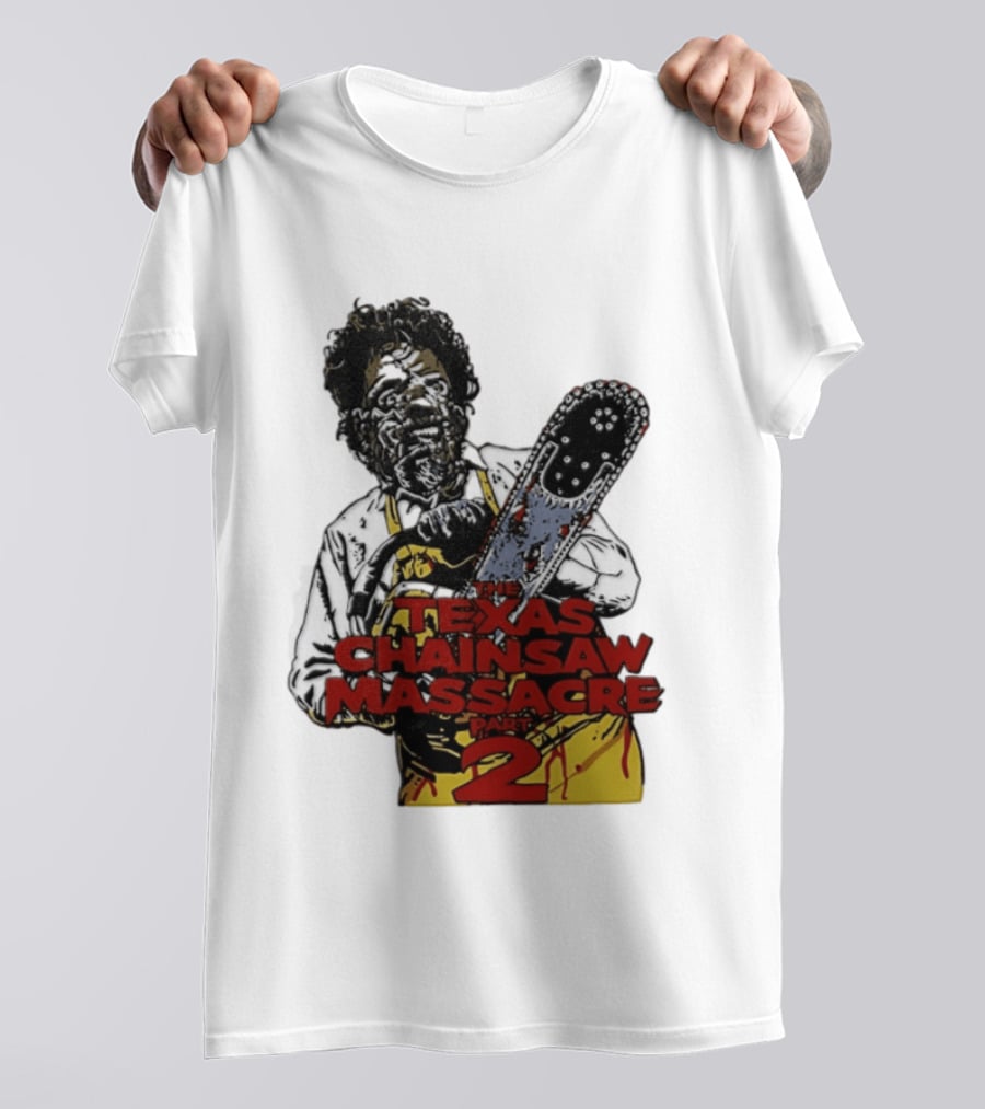 Texas Chainsaw Massacre Part 2 Leatherface Villain Bloody Chainsaw T-Shirt