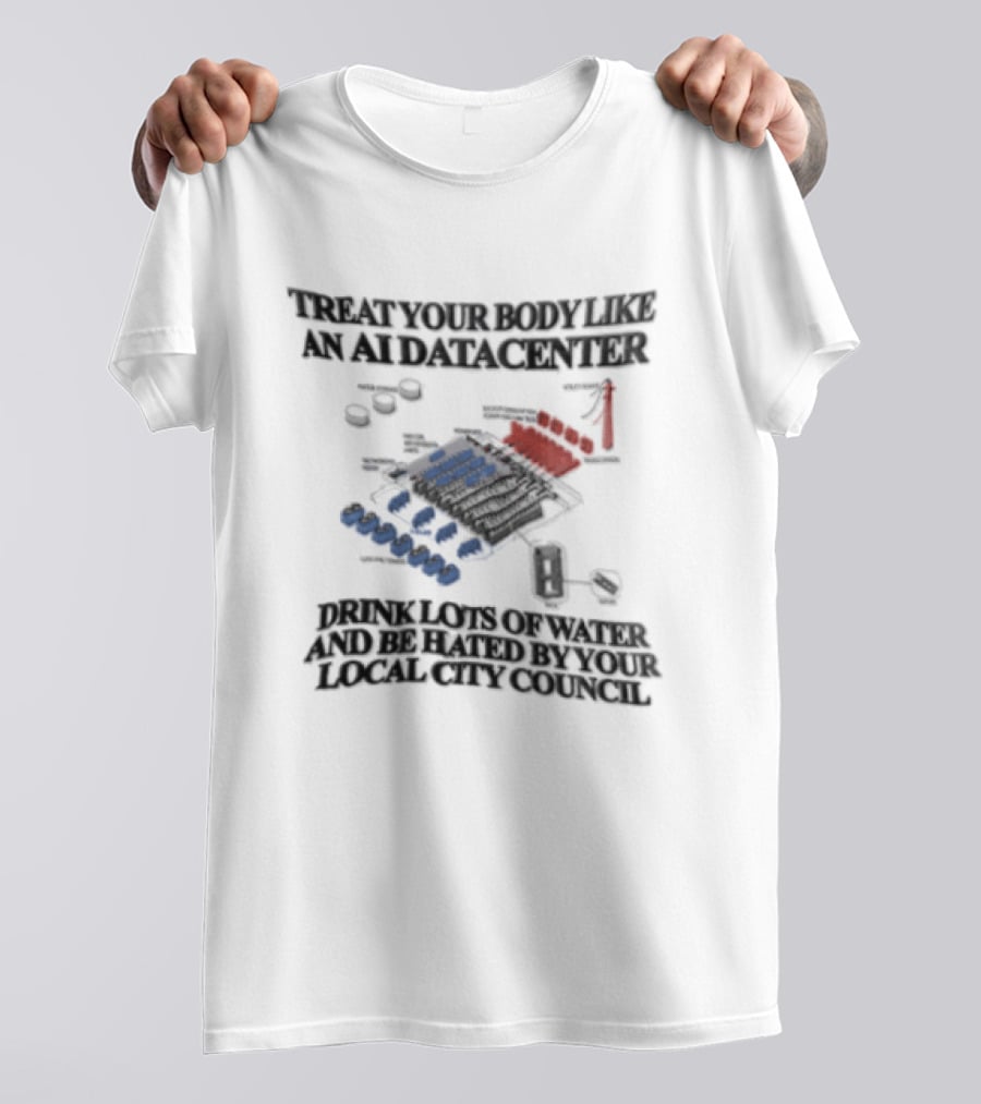 Treat Your Body Like An AI Datacenter Drink Lots Of Water And Be Hated By Your Local City Council T-Shirt