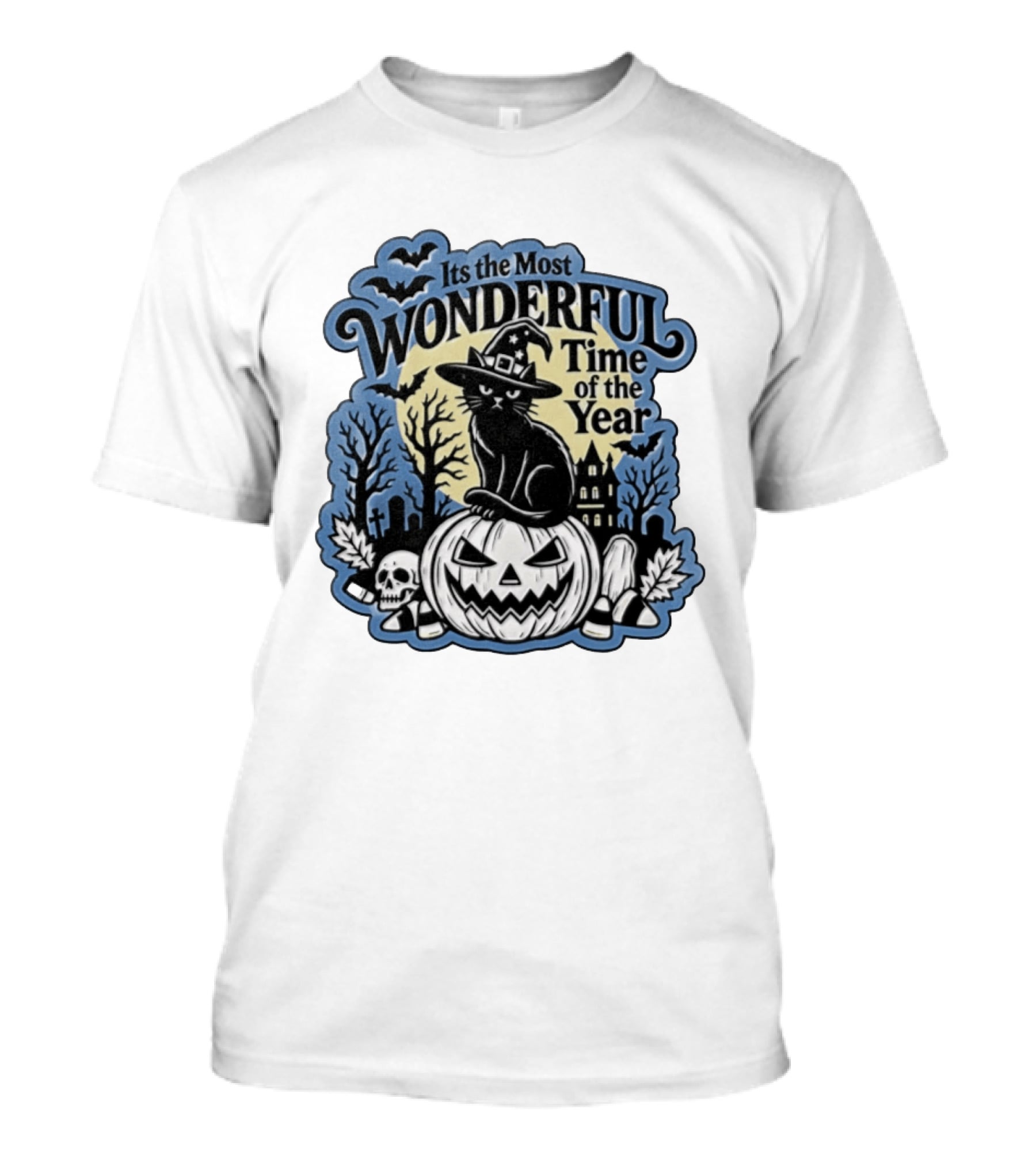It's The Most Wonderful Time Of The Year Witch Cat Pumpkin Halloween T-Shirt