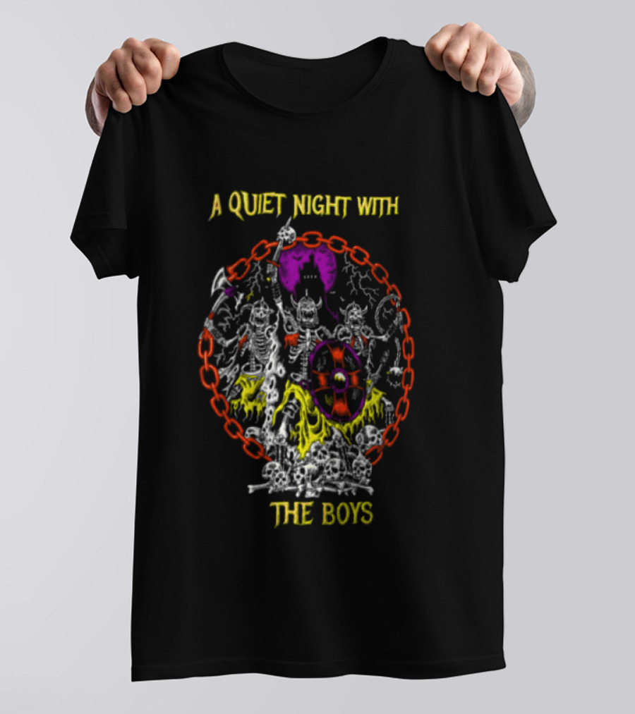 A Quiet Night With The Boys Skeleton Warriors Viking Horde T-Shirt