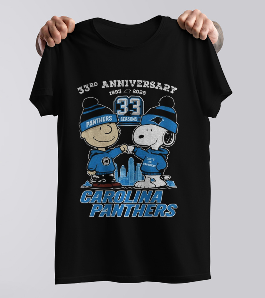Charlie Brown Snoopy Carolina Panthers 33rd Anniversary 1993 2026 Seasons T-Shirt