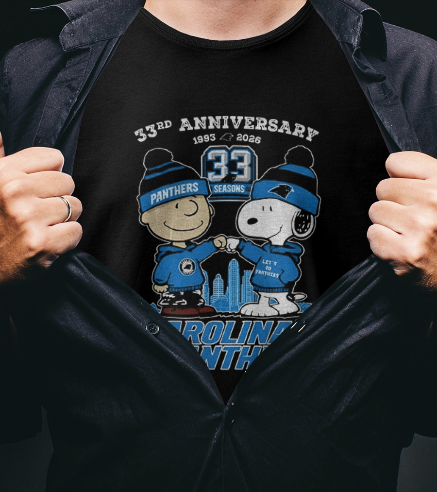 Charlie Brown Snoopy Carolina Panthers 33rd Anniversary 1993 2026 Seasons T-Shirt