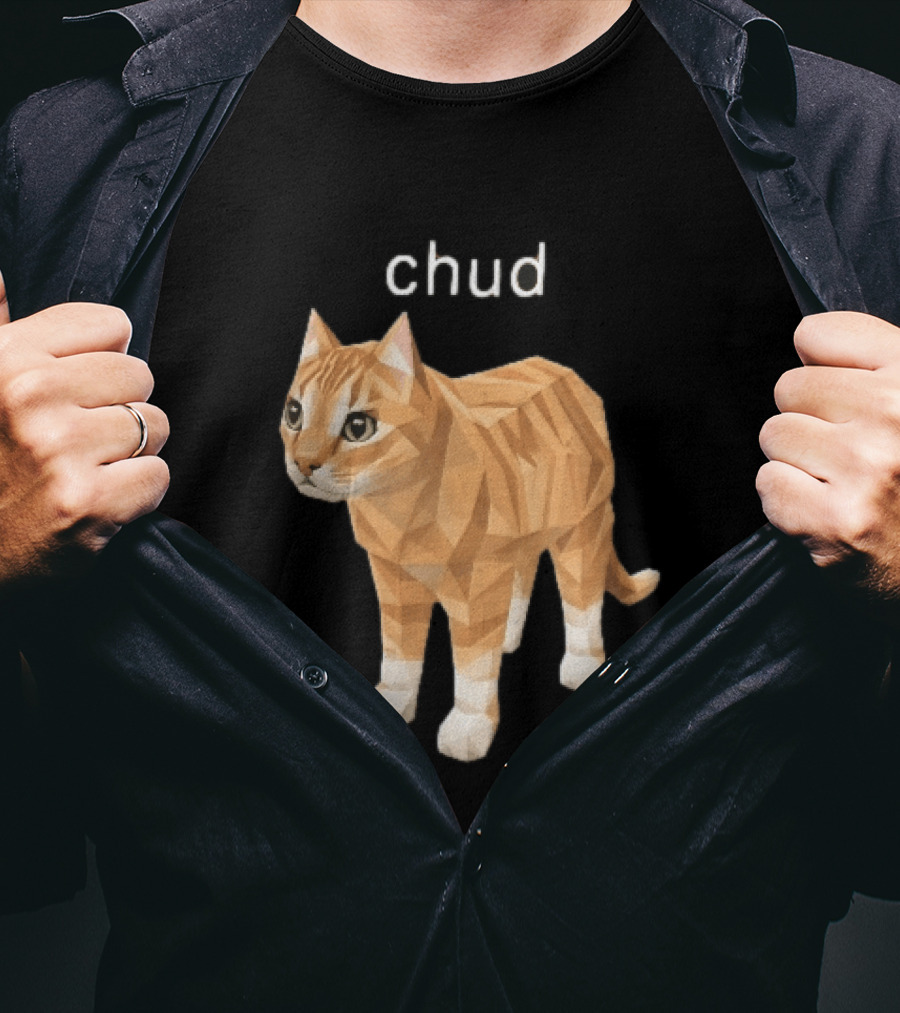 Chud Low Poly Geometric Orange Tabby Cat T-Shirt