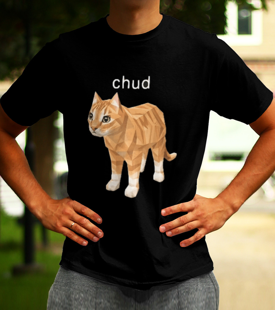 Chud Low Poly Geometric Orange Tabby Cat T-Shirt
