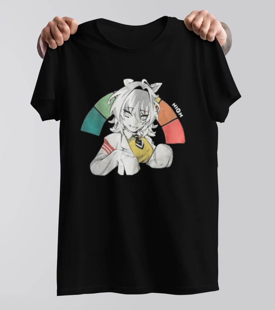 High Anime Cat Girl White Hair Threat Meter Gauge T-Shirt