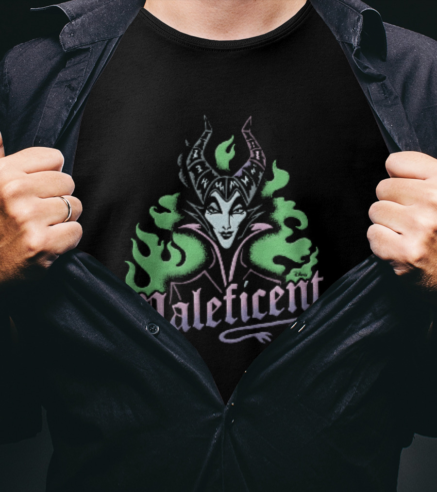 Disney Maleficent Horned Villain Green Flames T-Shirt