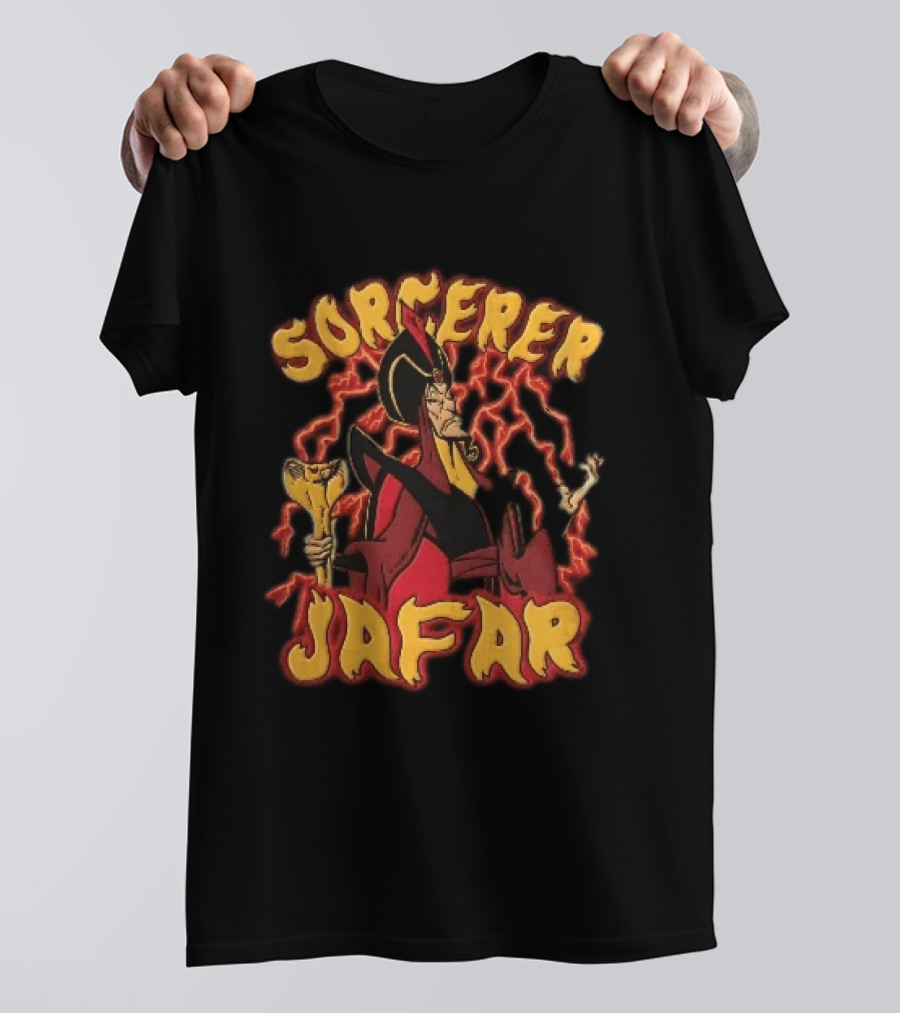 Sorcerer Jafar Holding Cobra Staff Red Lightning Disney Cartoon T-Shirt