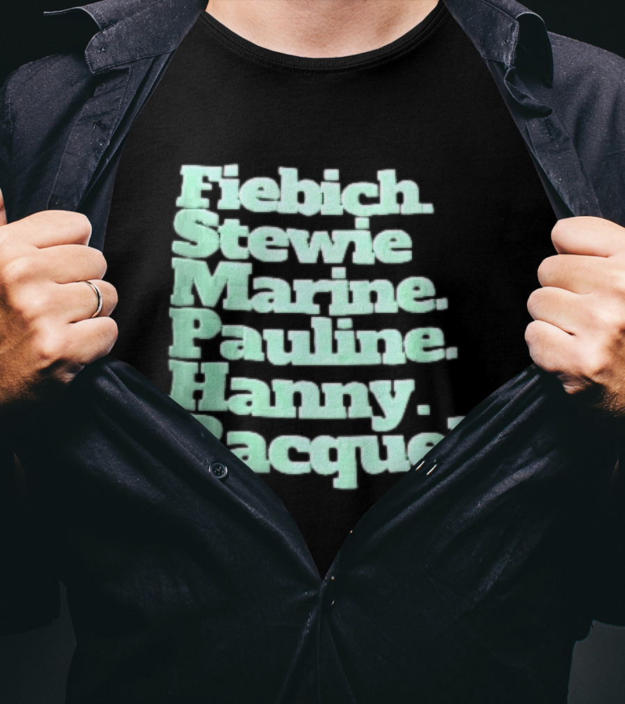 Fiebich Stewie Marine Pauline Hanny Racquel Mint Green Stacked Name List T-Shirt