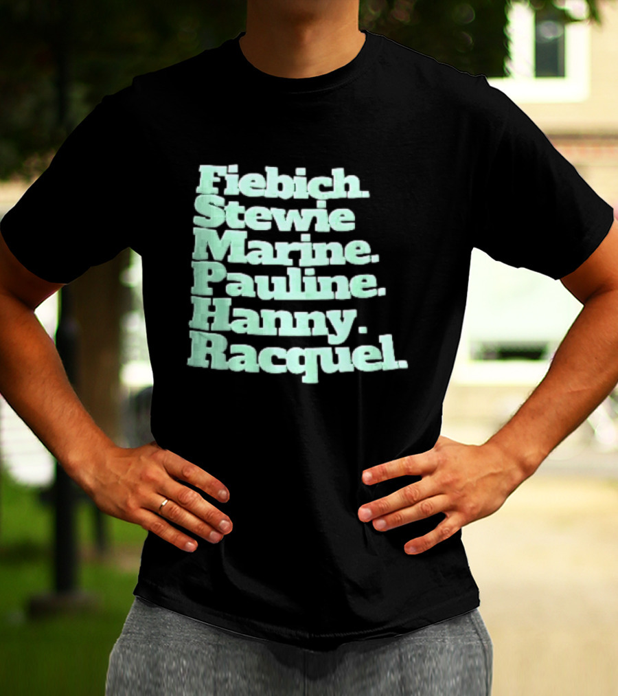 Fiebich Stewie Marine Pauline Hanny Racquel Mint Green Stacked Name List T-Shirt