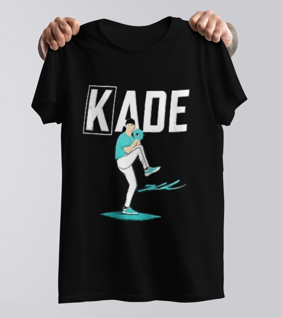 Kade Baseball Pitcher Teal Jersey Mound Action Cartoon T-Shirt