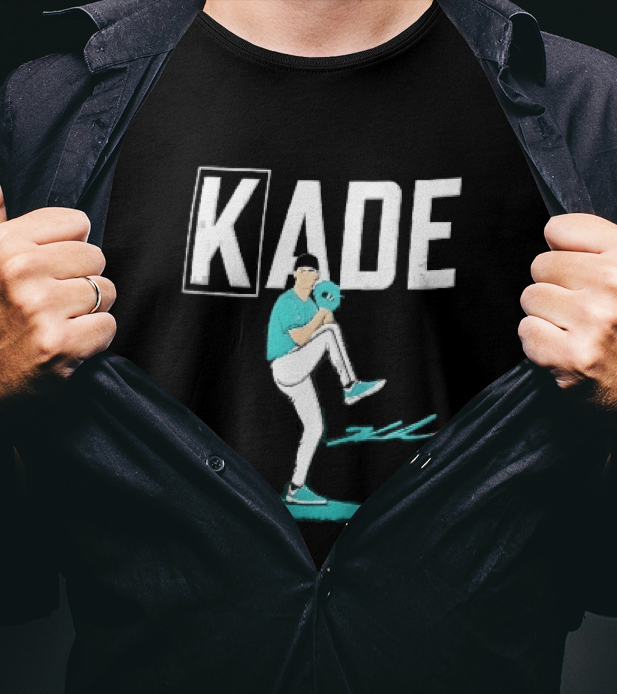 Kade Baseball Pitcher Teal Jersey Mound Action Cartoon T-Shirt