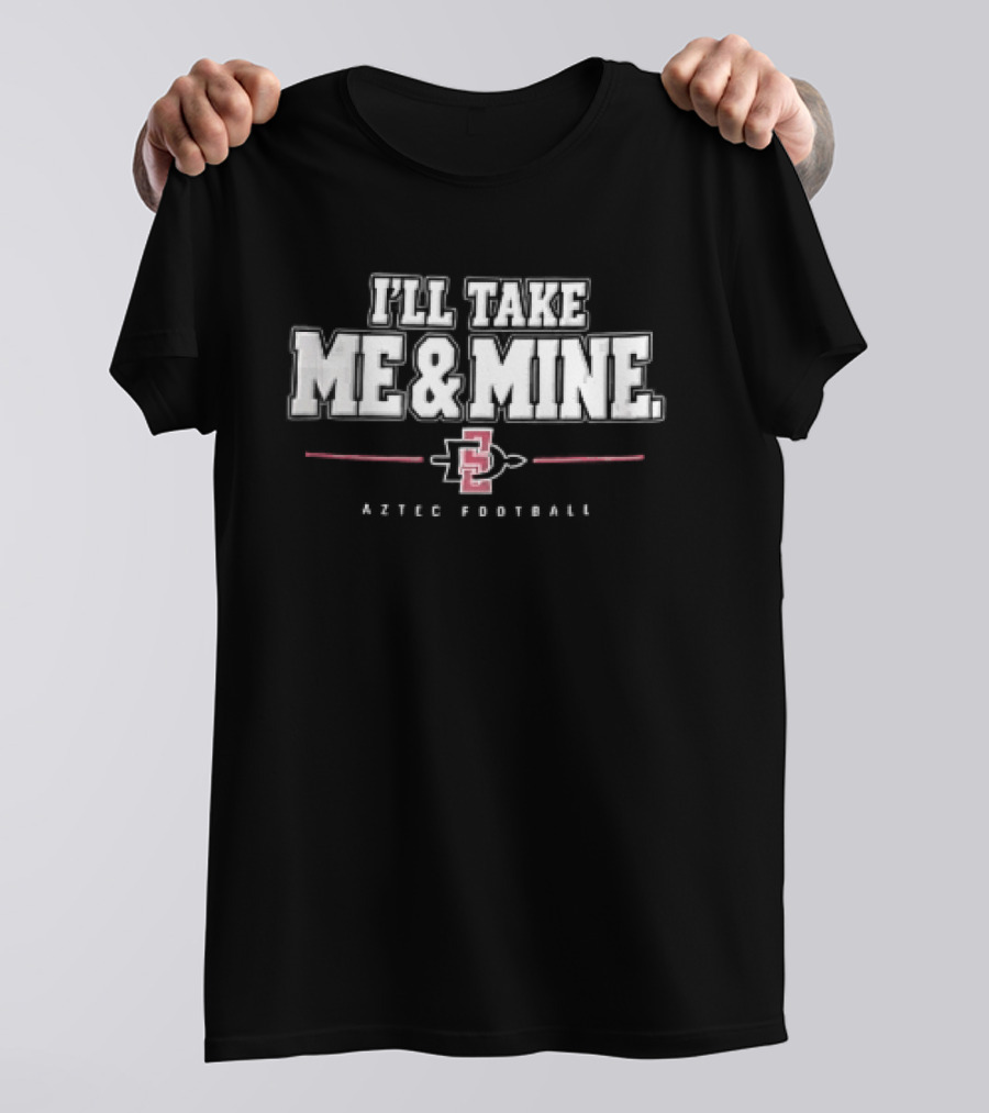 San Diego State Aztecs I'll Take Me And Mine Aztec Football Interlocking Monogram T-Shirt