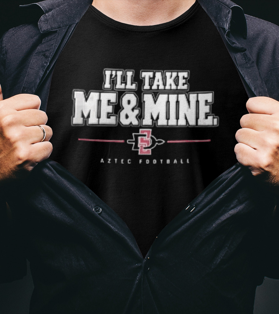 San Diego State Aztecs I'll Take Me And Mine Aztec Football Interlocking Monogram T-Shirt