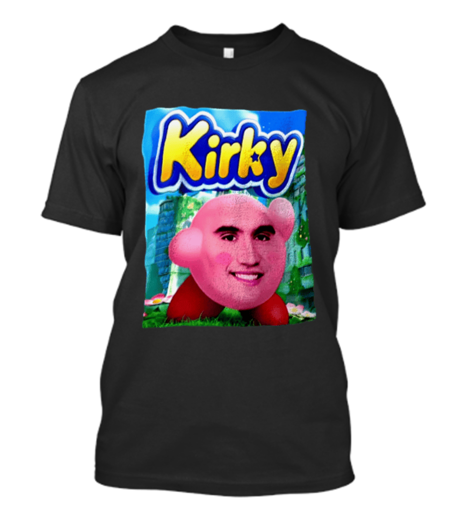 Kirky Kirby Nintendo Inspired Face Mashup Retro Gaming Nostalgia T-Shirt
