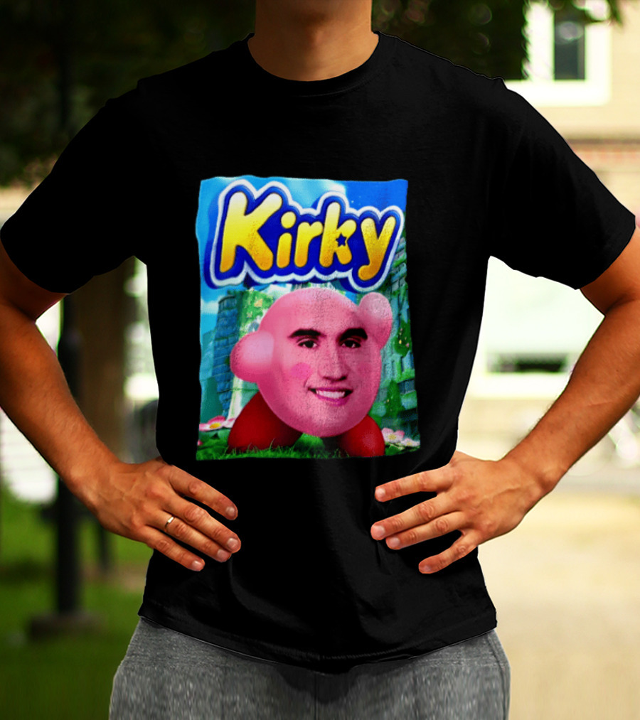 Kirky Kirby Nintendo Inspired Face Mashup Retro Gaming Nostalgia T-Shirt