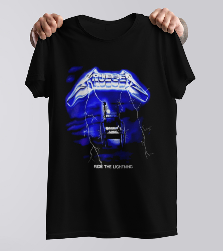 Krueger Ride The Lightning Wheelchair Electric Blue Thunderbolt T-Shirt