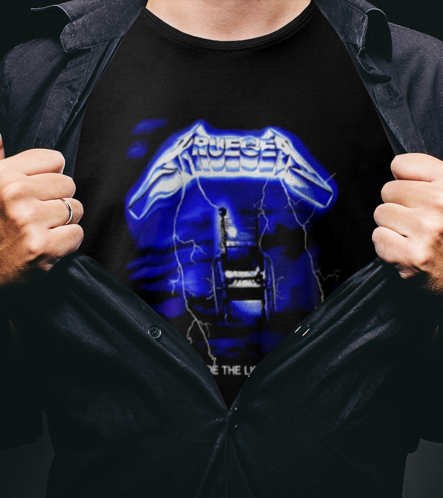 Krueger Ride The Lightning Wheelchair Electric Blue Thunderbolt T-Shirt