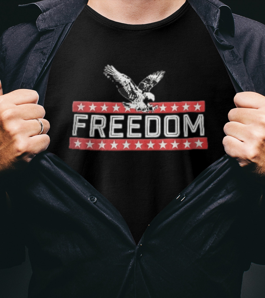 Freedom Swooping Eagle With Stars And Stripes Banners T-Shirt