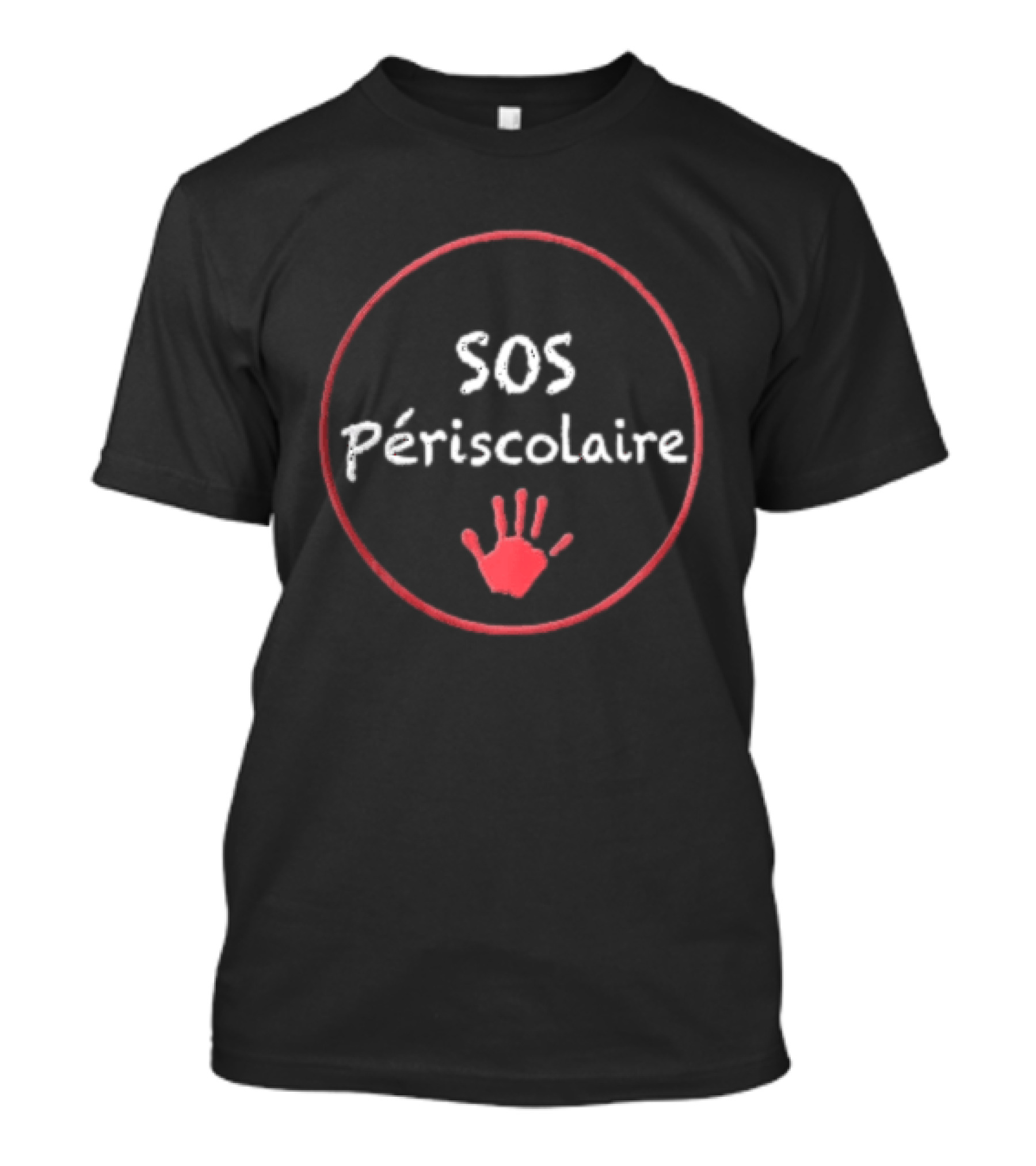 SOS Périscolaire Chalkboard Red Child Handprint Chalk Texture T-Shirt