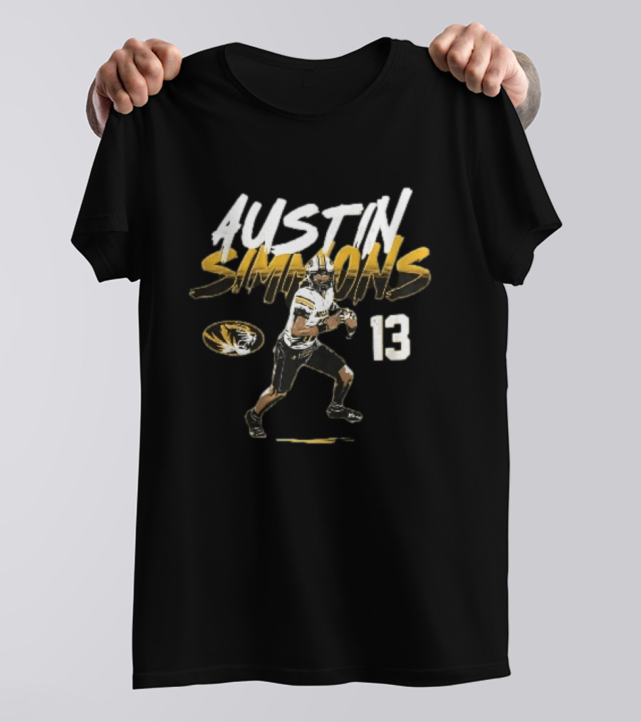 Missouri Tigers Austin Simmons 13 Quarterback NCAA Football T-Shirt