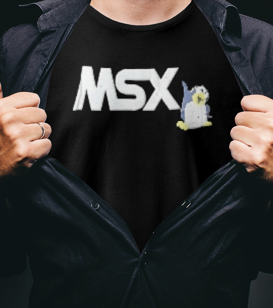 MSX Classic Pixel Penguin Video Game T-Shirt