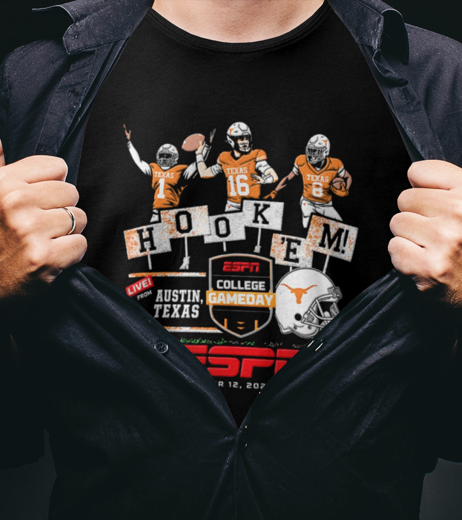 Texas Longhorns Quinn Ewers ESPN College Gameday Hook 'Em Austin Texas 2026 T-Shirt
