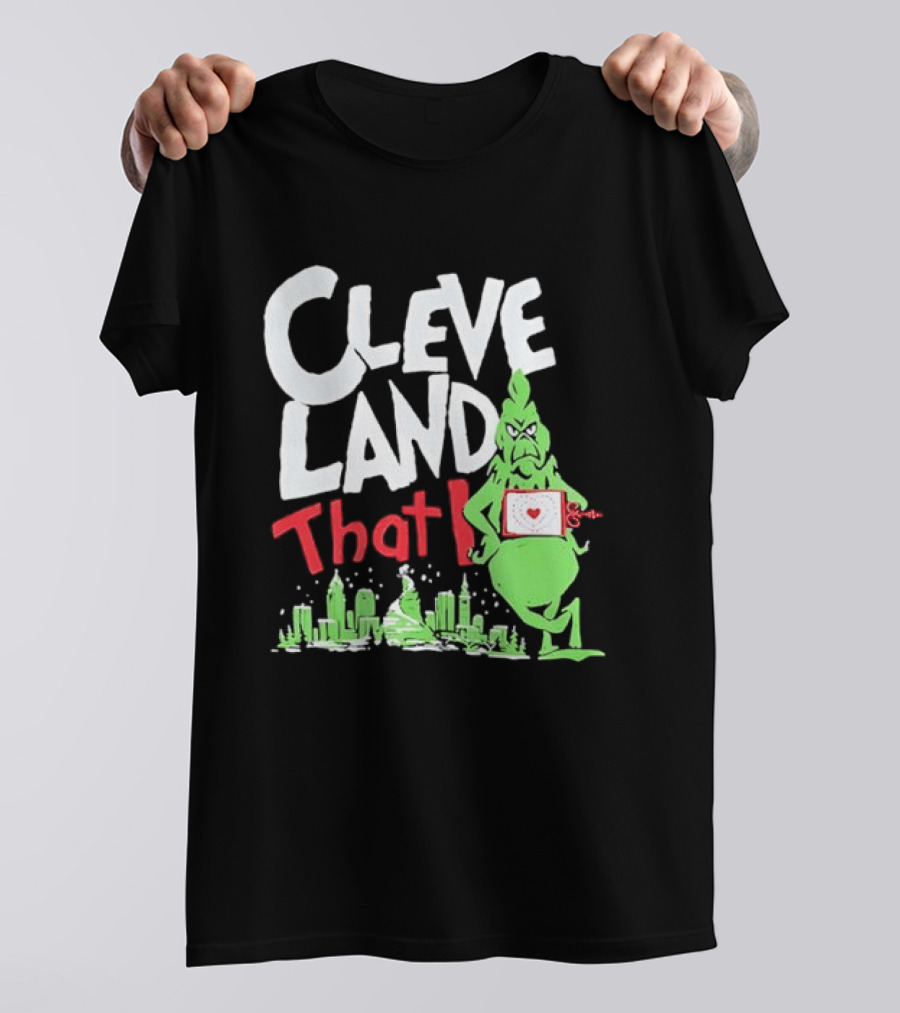 Cleveland That I Grinch Holiday Skyline Sweater T-Shirt