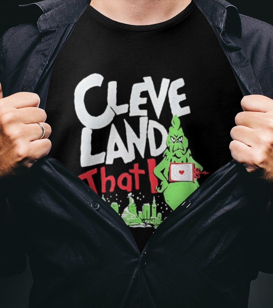 Cleveland That I Grinch Holiday Skyline Sweater T-Shirt
