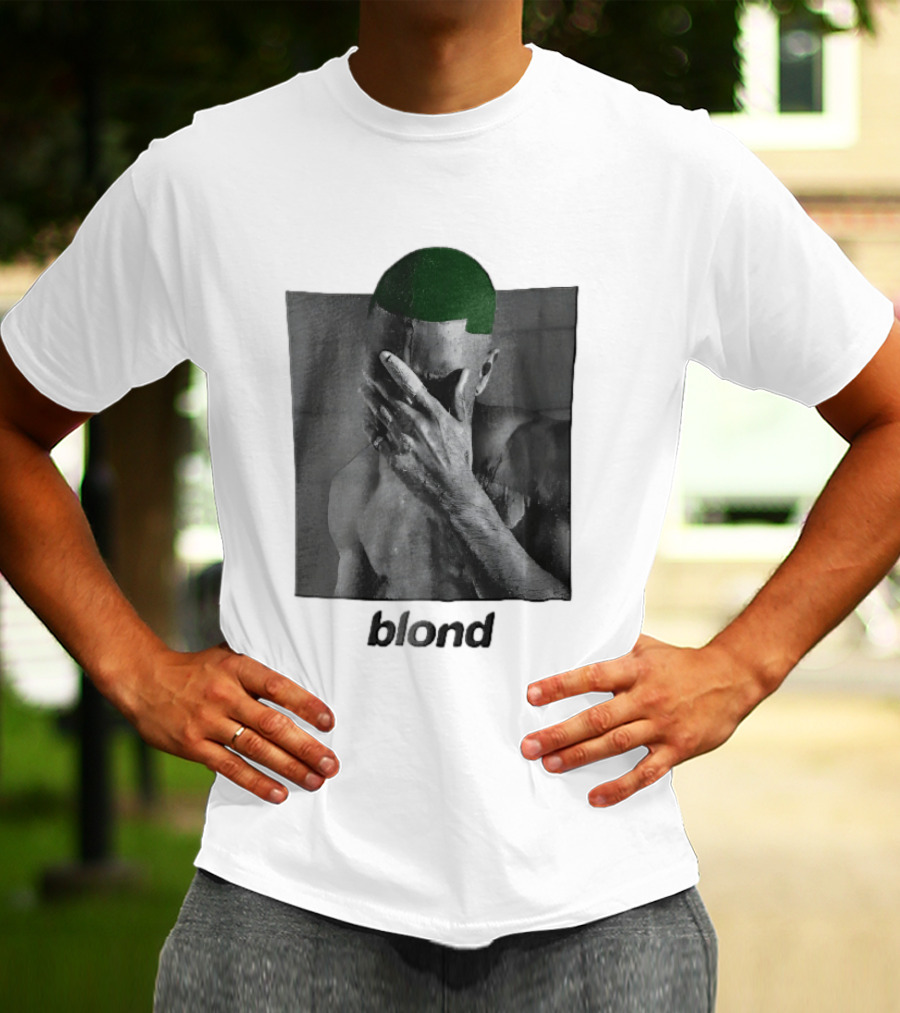 Blond Frank Ocean Green Hair Covering Face Halftone T-Shirt