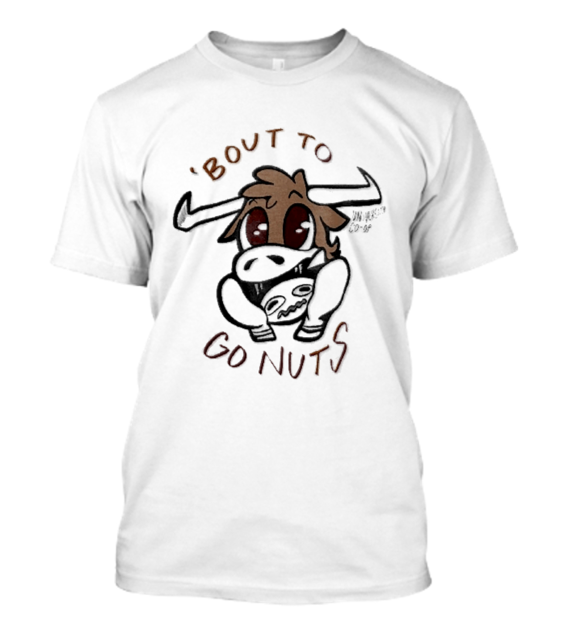Bout To Go Nuts Cartoon Longhorn Bull Scared T-Shirt