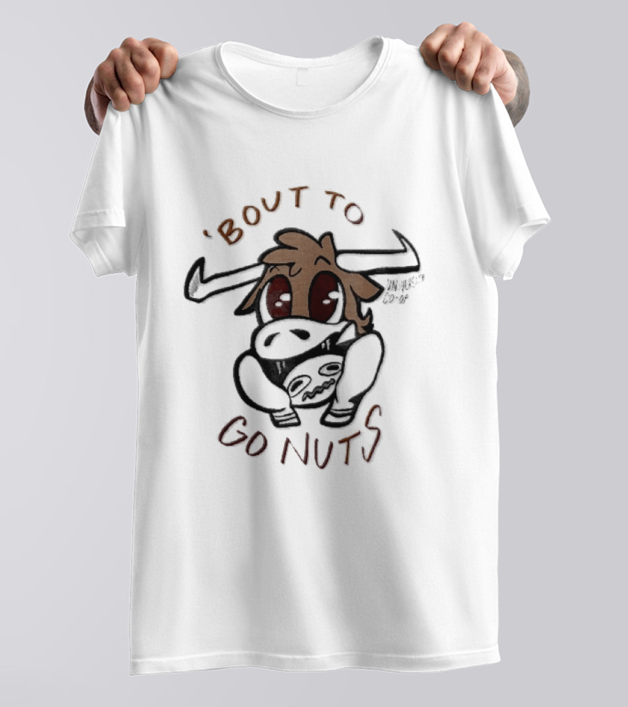 Bout To Go Nuts Cartoon Longhorn Bull Scared T-Shirt
