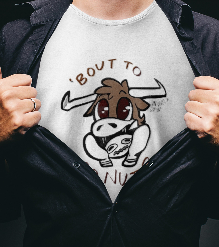 Bout To Go Nuts Cartoon Longhorn Bull Scared T-Shirt