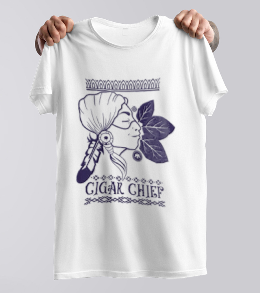 Cigar Chief Native American Smoking Profile T-Shirt