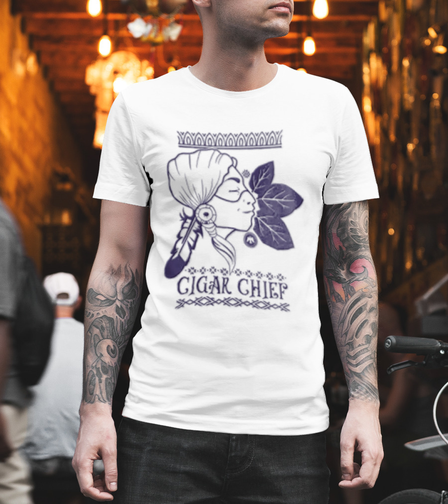 Cigar Chief Native American Smoking Profile T-Shirt