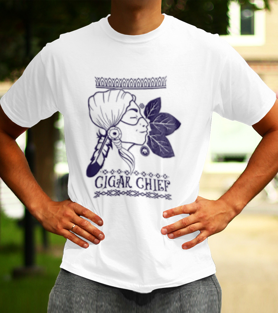 Cigar Chief Native American Smoking Profile T-Shirt