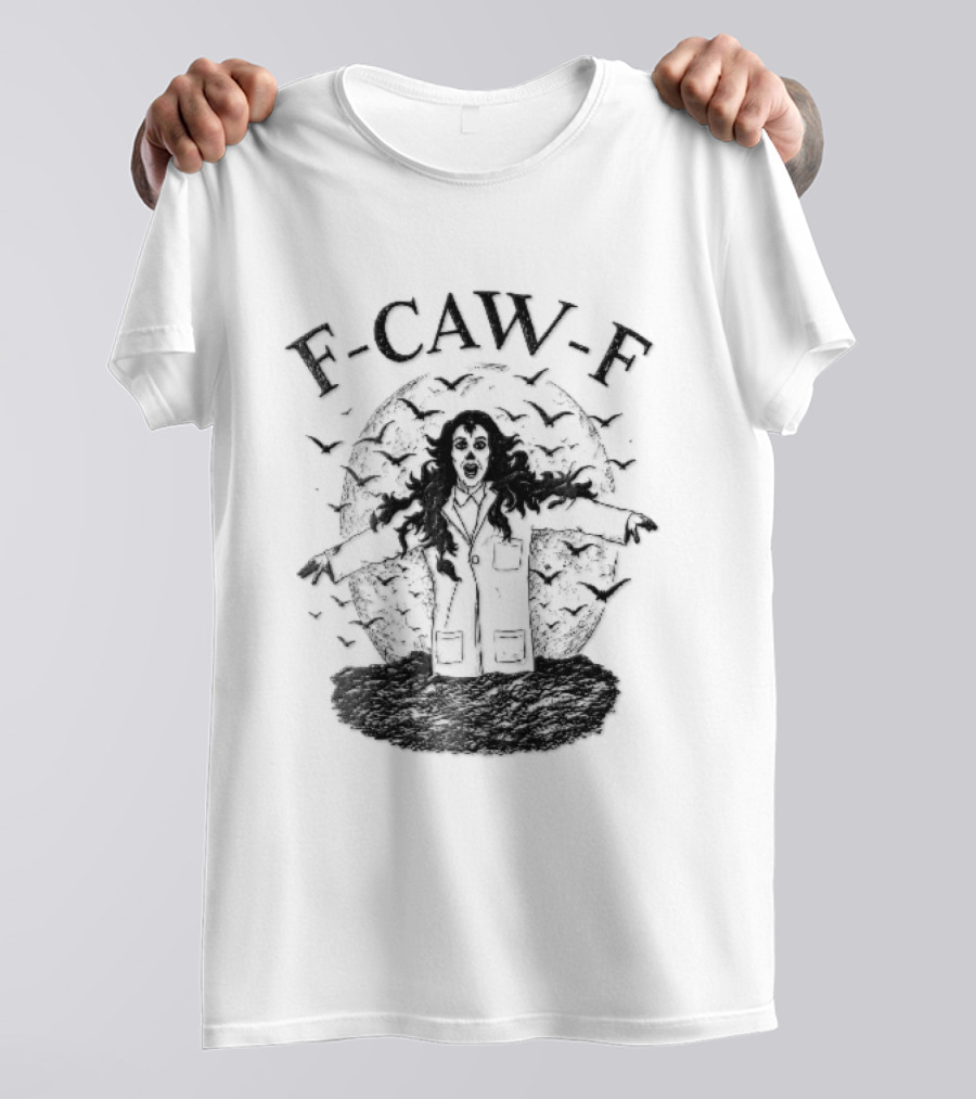 F Caw F Woman Scientist Lab Coat Crows Full Moon T-Shirt