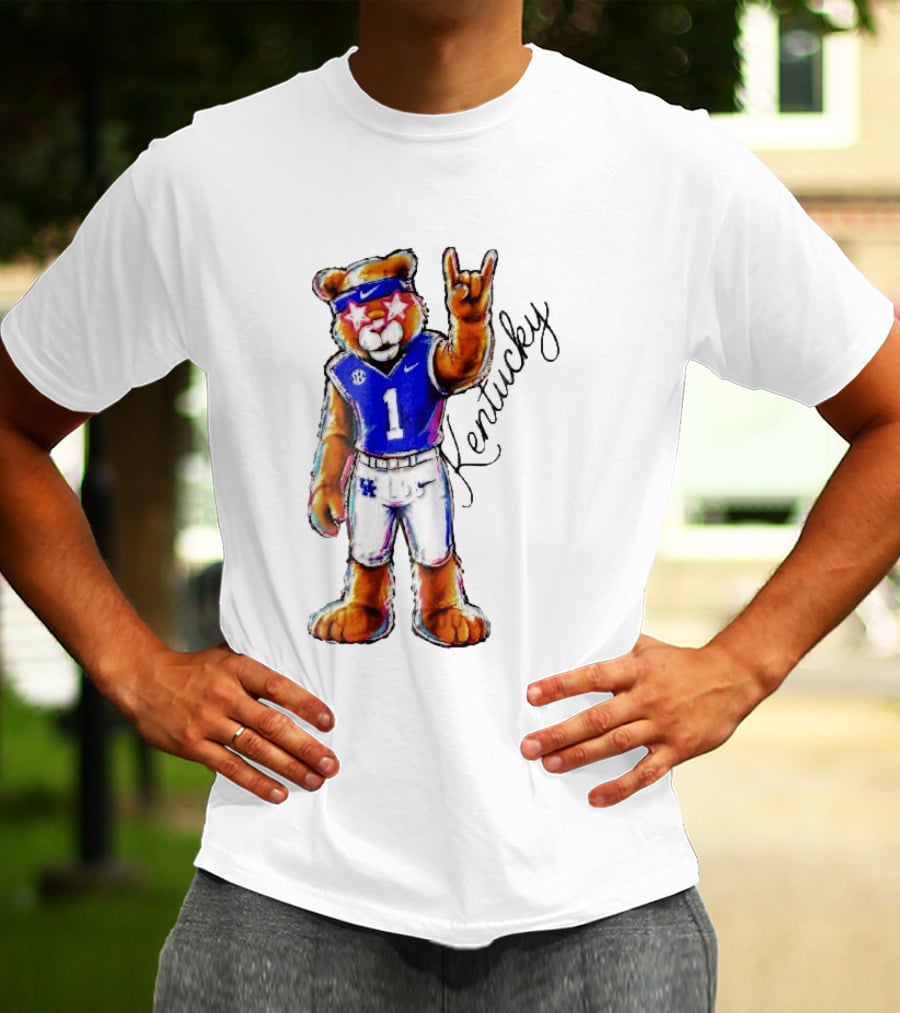 Kentucky Wildcats Mascot NCAA Pink Star Glasses Rock Sign T-Shirt