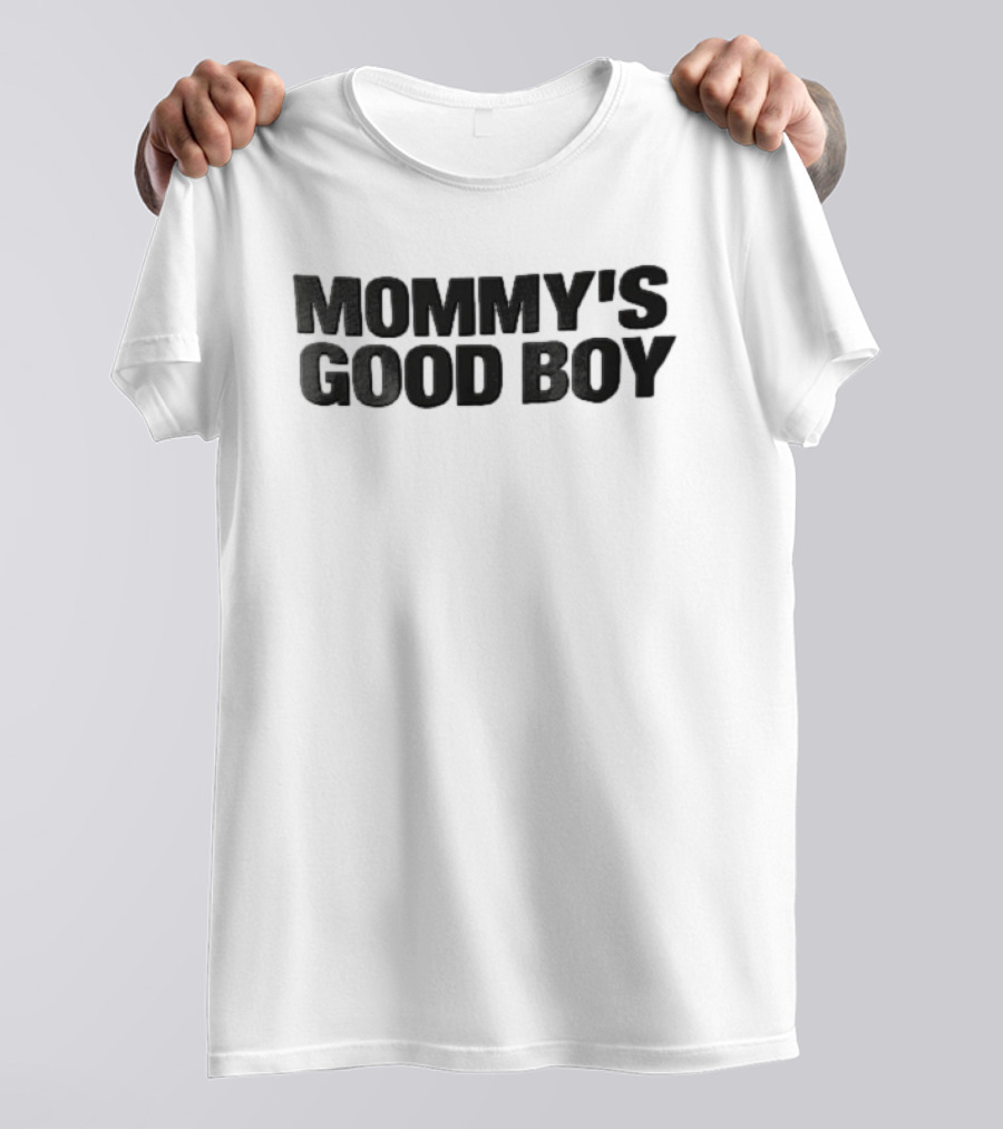 Mommy's Good Boy Sans Serif Lettering Black T-Shirt