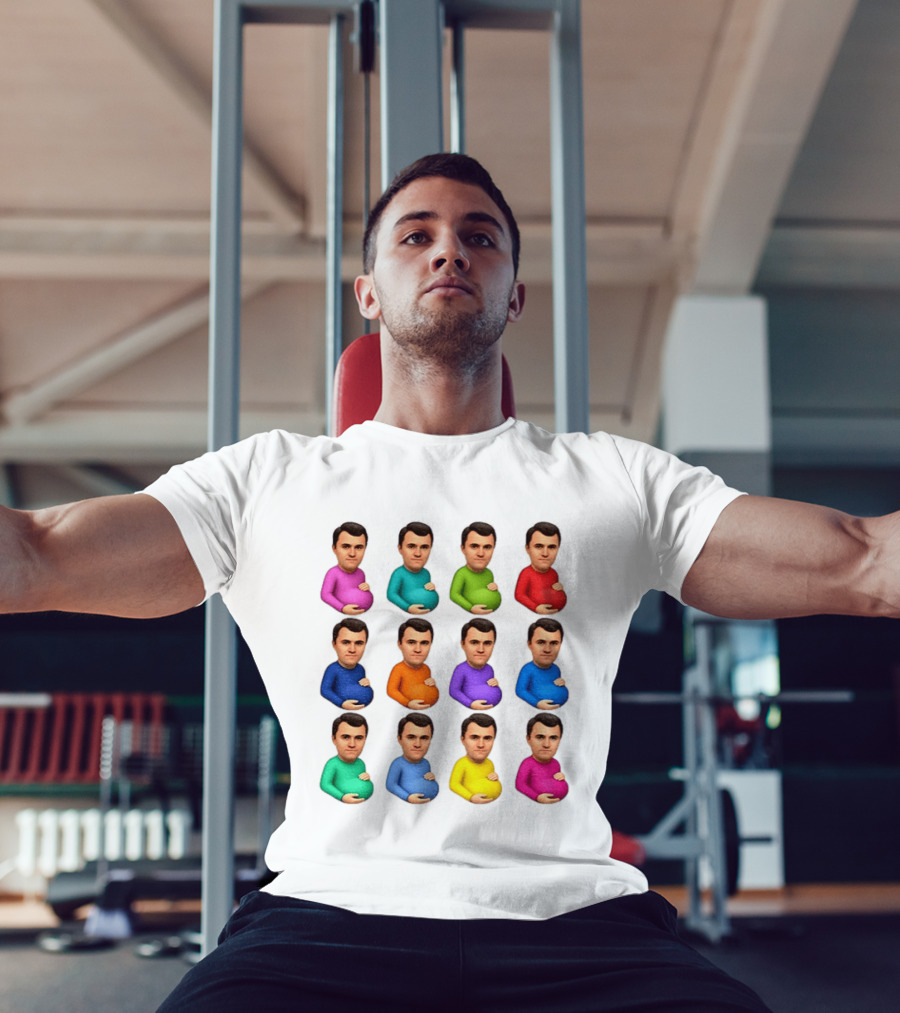 Pregnant Charlie Kirk Multicolored Avatars Emoji T-Shirt
