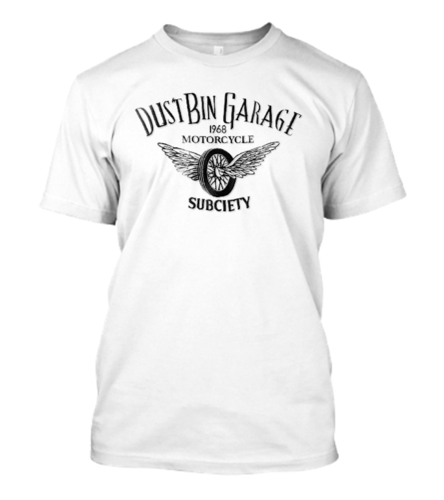 Dustbin Garage 1968 Motorcycle Flying Spoke Wheel Wings Subciety T-Shirt