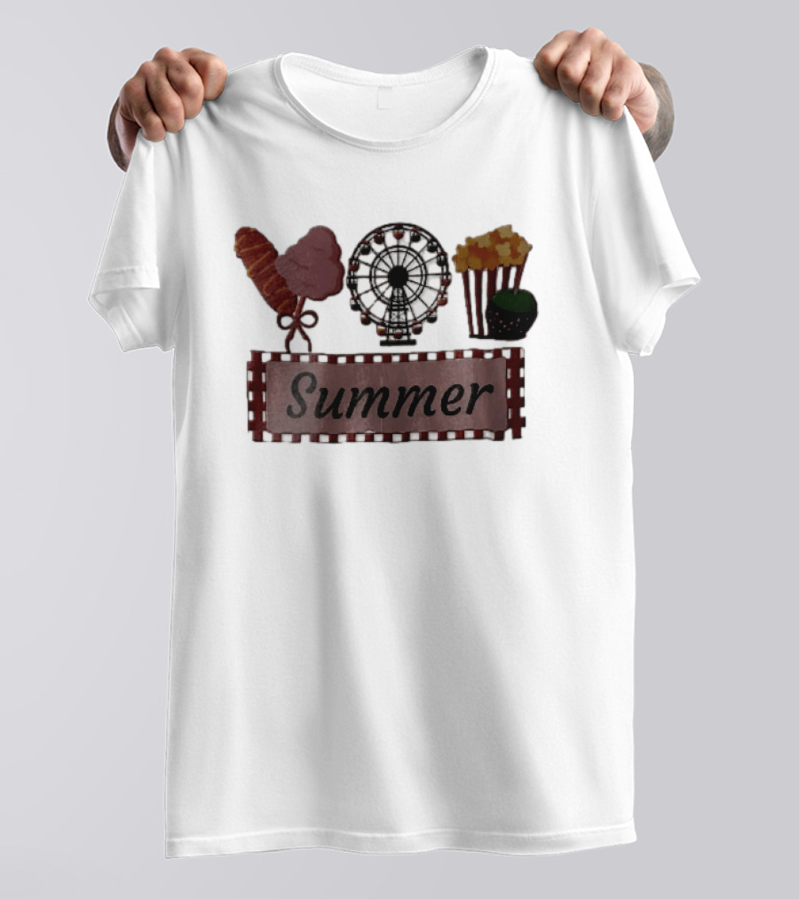 Summer Corn Dog Cotton Candy Ferris Wheel Popcorn Caramel Apple T-Shirt