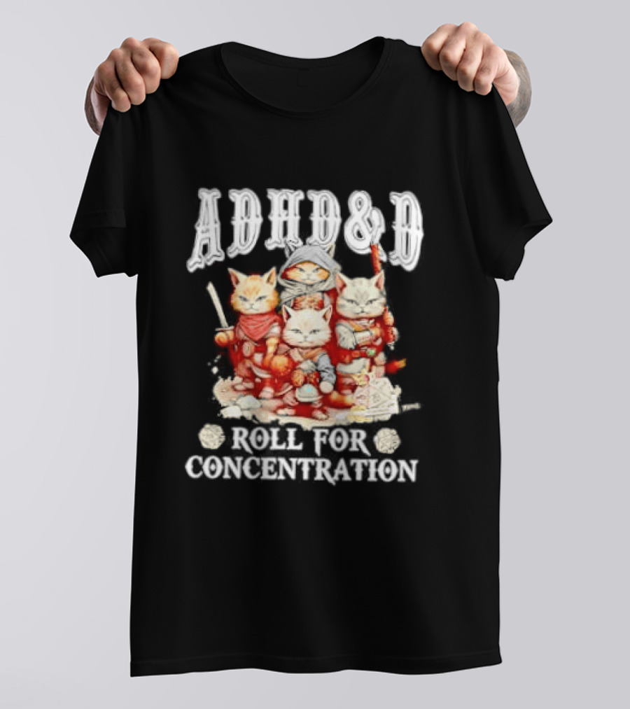ADHD&D Roll For Concentration Cat Trio Adventure T-Shirt