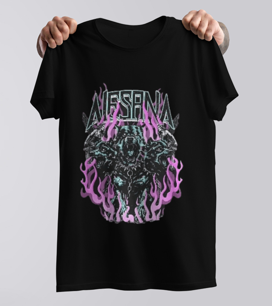 Alesana Cerberus Angel Statues With Purple Flames T-Shirt